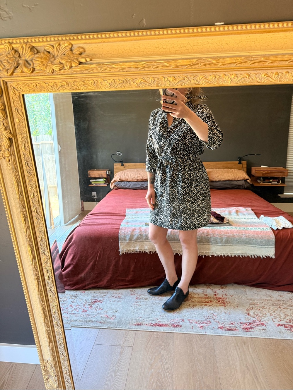 Forever 21 Black and Cream Dalmatian Print shift dress